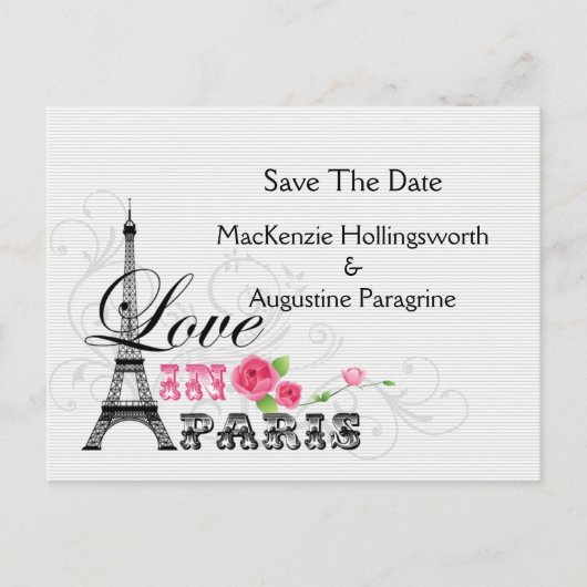 Love in Paris Save The Date 案内ポストカード (正面)