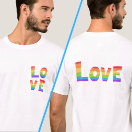 LOVE in Rainbow Colorsフロントアンドバックプリント Tシャツ