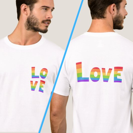 LOVE in Rainbow Colorsフロントアンドバックプリント Tシャツ