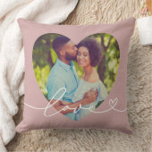 Love in Scriptバラピンクカスタムのハート形の写真 クッション (ブランケット)