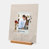 Love in Script エレガント Photo withハート アクリルサイン (傾斜)