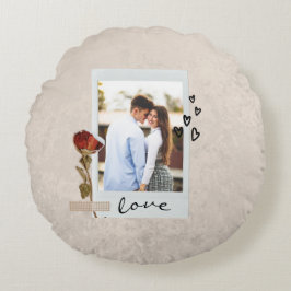 Love in Script エレガント Photo withハート ラウンドクッション