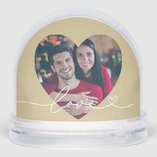 Love in Script Gold Custom Heart Shaped Photo (裏面)