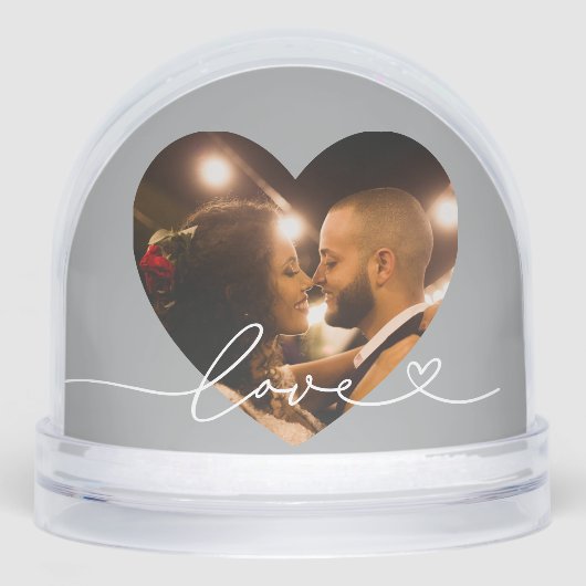 Love in Script Silver Custom Heart Shaped Photo (正面)