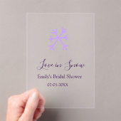 Love in Snow bridal shower purple snowflakes paste アクリル招待状 (インサイチュ (ポータブル))