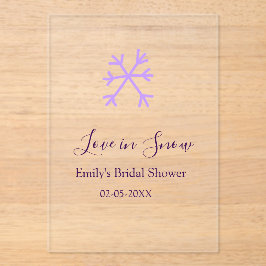 Love in Snow bridal shower purple snowflakes paste アクリル招待状