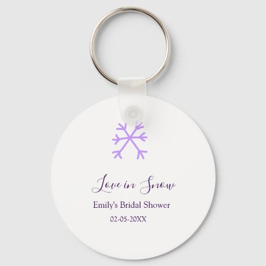 Love in Snow bridal shower purple snowflakes paste キーホルダー (正面)