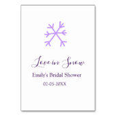 Love in Snow bridal shower purple snowflakes paste テーブルナンバー (裏面)