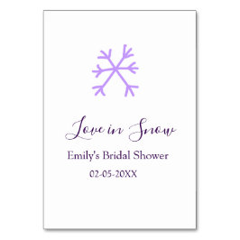 Love in Snow bridal shower purple snowflakes paste テーブルナンバー