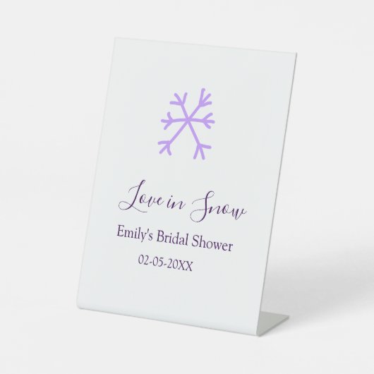 Love in Snow bridal shower purple snowflakes paste 台座サイン (正面)