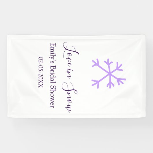 Love in Snow bridal shower purple snowflakes paste 横断幕 (横)