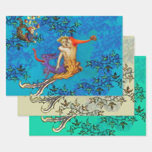 LOVE IN THE ABYSS Mermaid and Triton Valentine Day ラッピングペーパーシート
