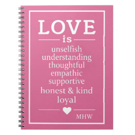 Love Is ...カスタムモノグラム&カラーノートブック ノートブック