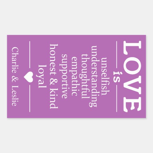 Love Is ...名前をカスタムする&カラーシール 長方形シール (正面)