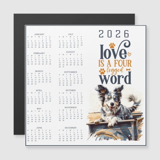 LOVE Is A Four Legged Word Dog Calendar (正面/裏面)