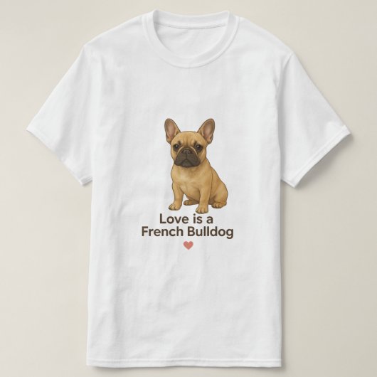 Love is a French Bulldog – Cute Realistic Frenchie Tシャツ (デザイン正面)