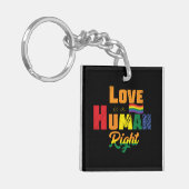 Love Is A Human Right | LGBTQ | Pride | Rainbow キーホルダー (正面左)