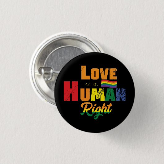 Love Is A Human Right | LGBTQ | Pride | Rainbow 缶バッジ (正面&裏面)