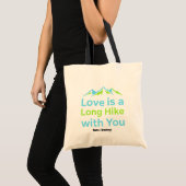 Love is a Long Hike with You Retro Mountain Couple トートバッグ (正面(商品))