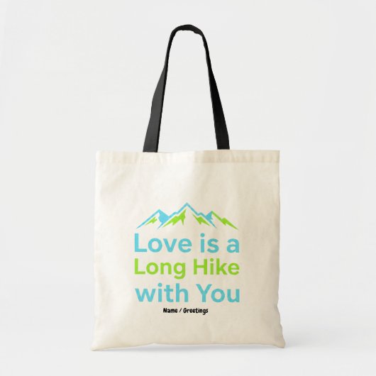 Love is a Long Hike with You Retro Mountain Couple トートバッグ (正面)