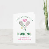 Love Is a Perfect Match Tennis Bridal Shower  サンキューカード (正面)