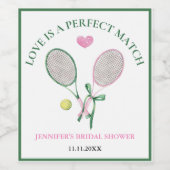 Love Is a Perfect Match Tennis Bridal Shower ワインラベル (シングルラベル)