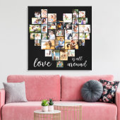 Love is allのまわりにハートShape 36 Photo Collage キャンバスプリント (インサイチュ (リビング))