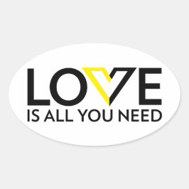 Love is All You Needステッカー 楕円形シール