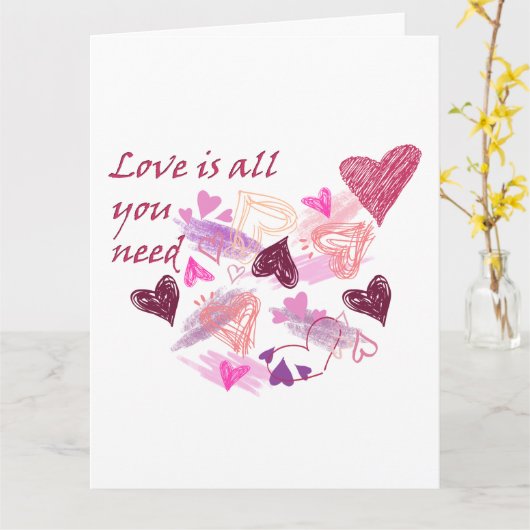 Love is all you need hearts customize inside text カード (黄色い花)