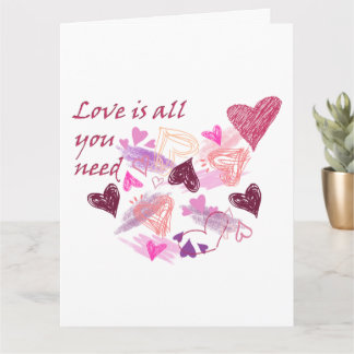 Love is all you need hearts customize inside text カード