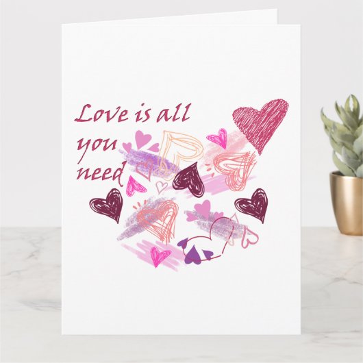 Love is all you need hearts customize inside text カード (小さな植物)