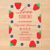Love Is Berry Sweet Fruit Bridal Shower アクリル招待状 (正面)