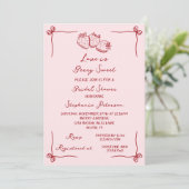 Love is Berry Sweet Pink Coquette Bridal Shower 招待状 (スタンド正面)