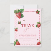 Love is Berry Sweet Pink Strawberry Bridal Shower サンキューカード (正面)
