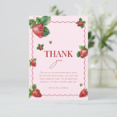 Love is Berry Sweet Pink Strawberry Bridal Shower サンキューカード (スタンド正面)