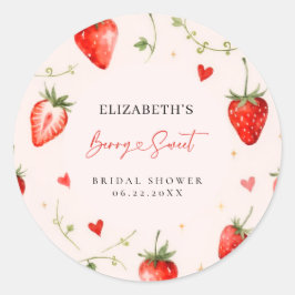 Love is Berry Sweet Strawberry Theme Bridal Shower ラウンドシール
