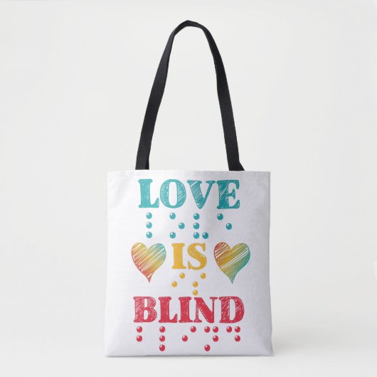 Love Is Blind Braille Hearts トートバッグ (正面)