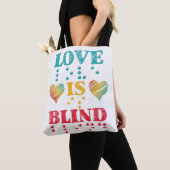 Love Is Blind Braille Hearts トートバッグ (クローズアップ)