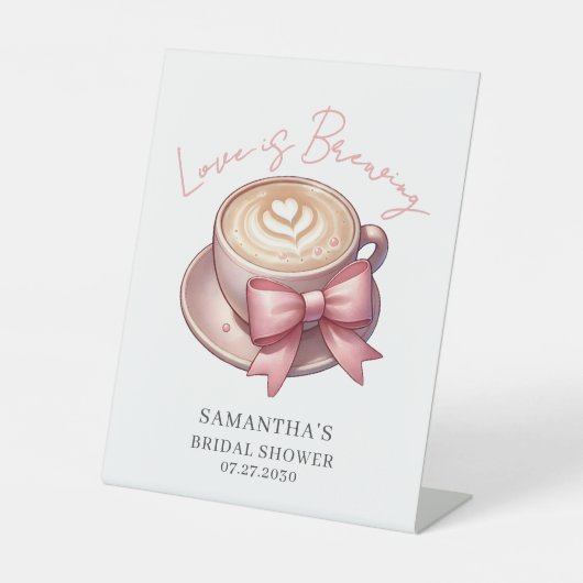 Love Is Brewing コーヒー ブライダルシャワー 台座サイン (正面)