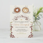 Love is Brewing コーヒー 手描き ブライダルシャワー 招待状 (スタンド正面)