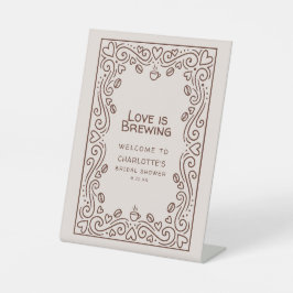 Love Is Brewing ブライダルシャワーのウェルカムサイン 台座サイン