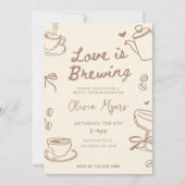 Love is Brewing ブライダルシャワー招待状: コーヒー 招待状 (正面)