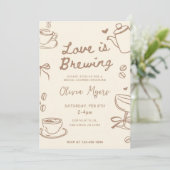 Love is Brewing ブライダルシャワー招待状: コーヒー 招待状 (スタンド正面)