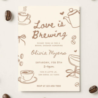 Love is Brewing ブライダルシャワー招待状: コーヒー 招待状