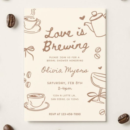 Love is Brewing ブライダルシャワー招待状: コーヒー 招待状