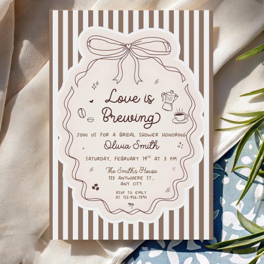 Love is Brewing ブライダルシャワー招待状、編集可能 招待状