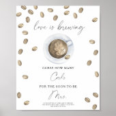 Love is brewing ブライダルシャワー コルクの数 ポスター (正面)