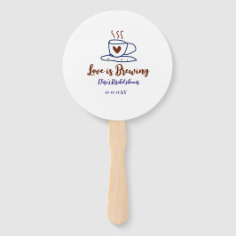 Love is Brewing ブラウン ブルー ブライダルシャワー 名前入り  ハンドファン