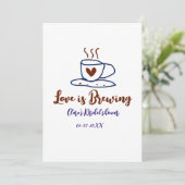 Love is Brewing ブラウン ブルー 結婚式前夜のお祝い 名前入り 招待状 (スタンド正面)