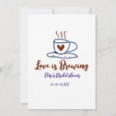 Love is Brewing ブラウン ブルー 結婚式前夜のお祝い 名前入り 招待状 (裏面)